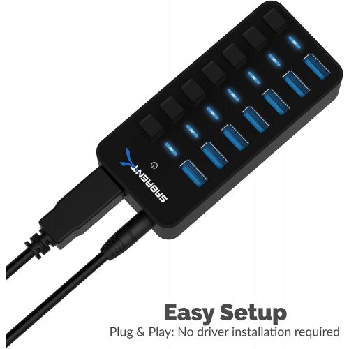  Sabrent 4-Port USB 3.0 Hub with Individual LED Power Switches (HB-UM43)