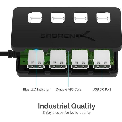  Sabrent 4-Port USB 3.0 Hub with Individual LED Power Switches (HB-UM43)