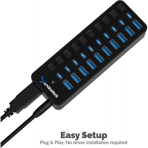  Sabrent 4-Port USB 3.0 Hub with Individual LED Power Switches (HB-UM43)