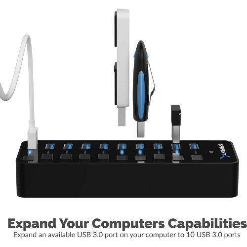  Sabrent 4-Port USB 3.0 Hub with Individual LED Power Switches (HB-UM43)