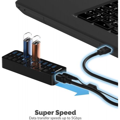  Sabrent 4-Port USB 3.0 Hub with Individual LED Power Switches (HB-UM43)