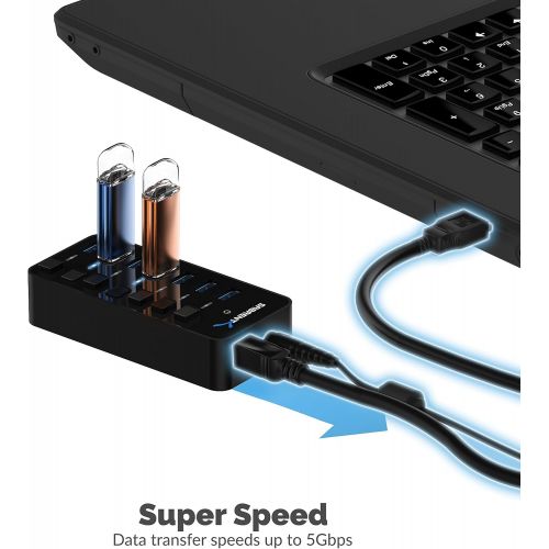  Sabrent 4-Port USB 3.0 Hub with Individual LED Power Switches (HB-UM43)