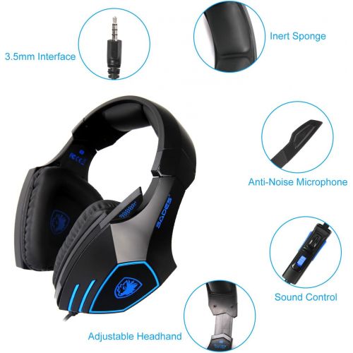  [아마존 핫딜]  [아마존핫딜]SADES Gaming Headset for New Xbox One, PS4, PC, Noise Reduction Game Earphone, Bass Surround Over-Ear Headphones 3.5MM Jack Headset for Xbox one Mac, Laptop, Computer and Phones