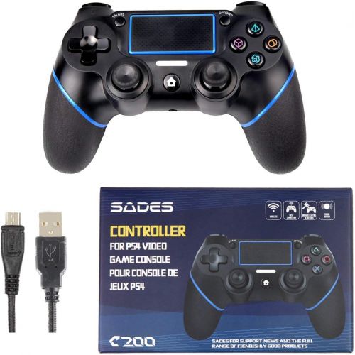  [아마존 핫딜] [아마존핫딜]PS4 Controller SADES C200 Dual Shock 4 Wireless Controller for Playstation 4 Joystick with Sixaxis, Bluetooth, Micro USB, Multi-Touch Clickable Touch Pad(Black)