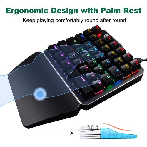  [아마존 핫딜] (Black Switch)One-Handed RGB Mechanical Gaming Keyboard SADES Half Keyboard Gaming Keypad Small Gaming Keyboard for PUBG/Fps Games/LOL/APEX/CSGO/Rainbow Six