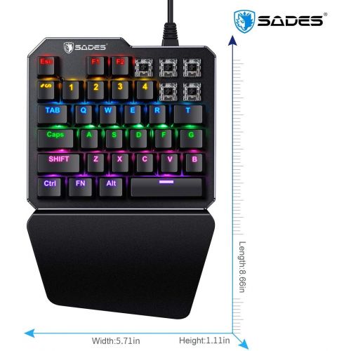  [아마존 핫딜] (Black Switch)One-Handed RGB Mechanical Gaming Keyboard SADES Half Keyboard Gaming Keypad Small Gaming Keyboard for PUBG/Fps Games/LOL/APEX/CSGO/Rainbow Six