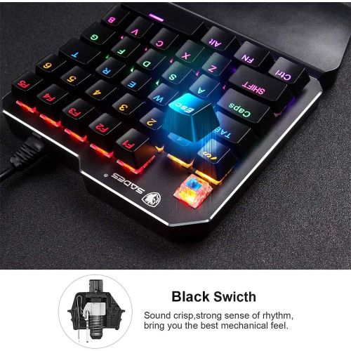  [아마존 핫딜] (Black Switch)One-Handed RGB Mechanical Gaming Keyboard SADES Half Keyboard Gaming Keypad Small Gaming Keyboard for PUBG/Fps Games/LOL/APEX/CSGO/Rainbow Six