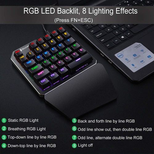  [아마존 핫딜] (Black Switch)One-Handed RGB Mechanical Gaming Keyboard SADES Half Keyboard Gaming Keypad Small Gaming Keyboard for PUBG/Fps Games/LOL/APEX/CSGO/Rainbow Six