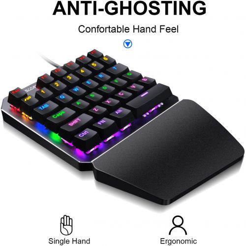  [아마존 핫딜] (Black Switch)One-Handed RGB Mechanical Gaming Keyboard SADES Half Keyboard Gaming Keypad Small Gaming Keyboard for PUBG/Fps Games/LOL/APEX/CSGO/Rainbow Six