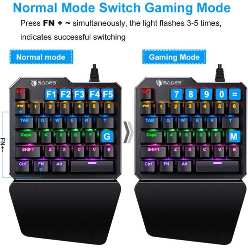  [아마존 핫딜] (Black Switch)One-Handed RGB Mechanical Gaming Keyboard SADES Half Keyboard Gaming Keypad Small Gaming Keyboard for PUBG/Fps Games/LOL/APEX/CSGO/Rainbow Six