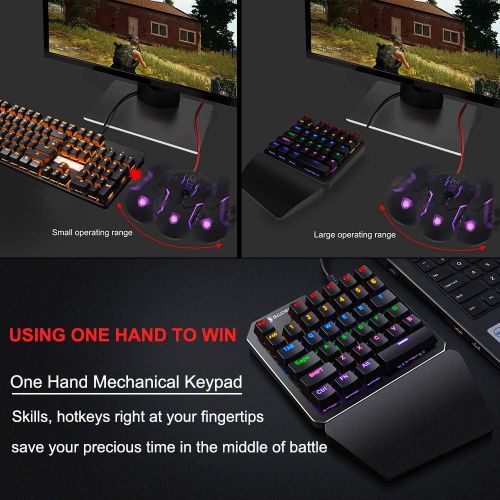  [아마존 핫딜] (Black Switch)One-Handed RGB Mechanical Gaming Keyboard SADES Half Keyboard Gaming Keypad Small Gaming Keyboard for PUBG/Fps Games/LOL/APEX/CSGO/Rainbow Six