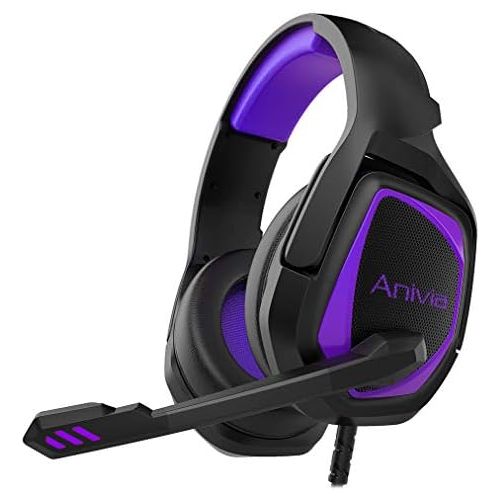  SADES Stereo Gaming Headset for Xbox One PS4 PC - Anivia MH602 Surround Sound Over-Ear Headphones Anti-Noise Mic,Volume Control Laptop, Mac,Smartphone, iPad - Black Purple