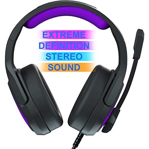  SADES Stereo Gaming Headset for Xbox One PS4 PC - Anivia MH602 Surround Sound Over-Ear Headphones Anti-Noise Mic,Volume Control Laptop, Mac,Smartphone, iPad - Black Purple