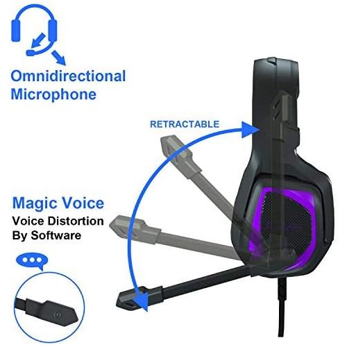  SADES Stereo Gaming Headset for Xbox One PS4 PC - Anivia MH602 Surround Sound Over-Ear Headphones Anti-Noise Mic,Volume Control Laptop, Mac,Smartphone, iPad - Black Purple