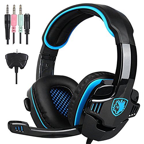  SADES SA708GT Stereo Gaming Headset, 3.5mm lnterface with Microphone, Suitable for PS4/PC/Xbox one (Black/Blue)