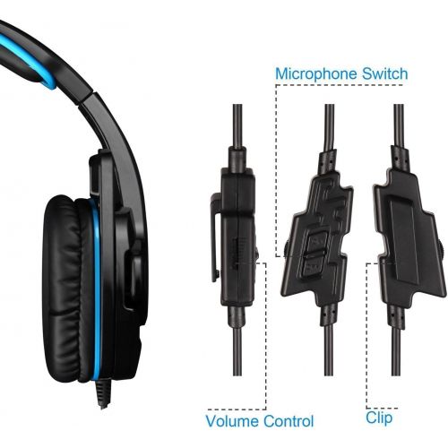  SADES SA708GT Stereo Gaming Headset, 3.5mm lnterface with Microphone, Suitable for PS4/PC/Xbox one (Black/Blue)