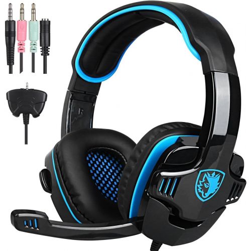  SADES SA708GT Stereo Gaming Headset, 3.5mm lnterface with Microphone, Suitable for PS4/PC/Xbox one (Black/Blue)