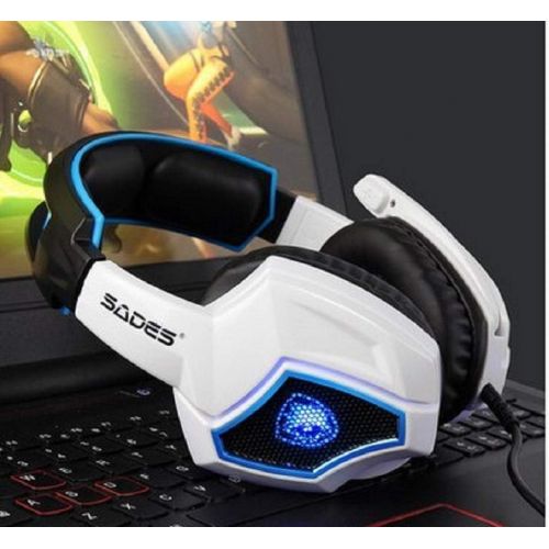  SADES Spirit Wolf 7.1 Surround Stereo Sound USB Computer Gaming Headset with Microphone,Over-the-Ear Noise Isolating,Breathing LED Light For PC Gamers (Black White)