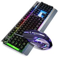 [아마존베스트]SADES WhisperⅡGaming Keyboard and Mouse Combo Wired LED RGB Backlit,104 Keys USB Ergonomic Wrist Rest Keyboard, 3200DPI 6 Button Mouse for Windows PC & Mac OS