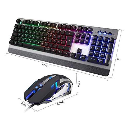  [아마존베스트]SADES WhisperⅡGaming Keyboard and Mouse Combo Wired LED RGB Backlit,104 Keys USB Ergonomic Wrist Rest Keyboard, 3200DPI 6 Button Mouse for Windows PC & Mac OS