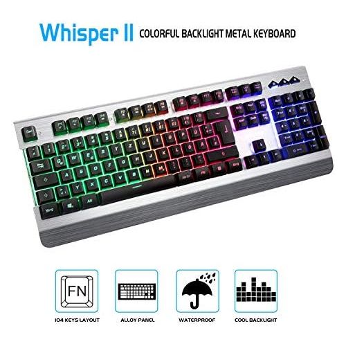  [아마존베스트]SADES WhisperⅡGaming Keyboard and Mouse Combo Wired LED RGB Backlit,104 Keys USB Ergonomic Wrist Rest Keyboard, 3200DPI 6 Button Mouse for Windows PC & Mac OS