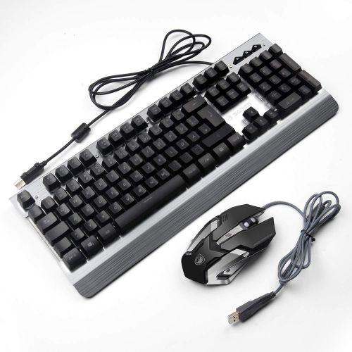  [아마존베스트]SADES WhisperⅡGaming Keyboard and Mouse Combo Wired LED RGB Backlit,104 Keys USB Ergonomic Wrist Rest Keyboard, 3200DPI 6 Button Mouse for Windows PC & Mac OS