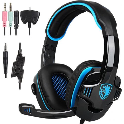  [아마존베스트]Stereo Gaming Headphone, SADES SA708GT PS4 Gaming Headphone with Microphone (Blue)