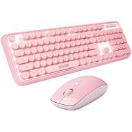 [아마존베스트]SADES V2020 Wireless Keyboard and Mouse Combo,Pink Wireless Keyboard with Round Keycaps,2.4GHz Dropout-Free Connection,Long Battery Life,Cute Wireless Moues for PC/Laptop/Mac(Pink)