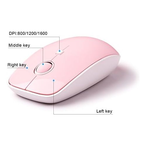  [아마존베스트]SADES V2020 Wireless Keyboard and Mouse Combo,Pink Wireless Keyboard with Round Keycaps,2.4GHz Dropout-Free Connection,Long Battery Life,Cute Wireless Moues for PC/Laptop/Mac(Pink)