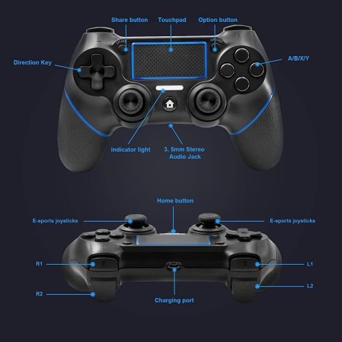  [아마존베스트]SADES PS4 Wireless Controller, C200 Gamepad DualShock 4 Console for Playstation 4 Touch Panel Joypad with Dual Vibration Game Remote Control Joystick