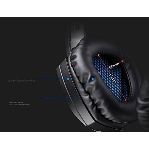  [아마존베스트]SADES PC Gaming Headphones, Spirit Wolf 7.1 Surround Sound Stereo Headband Headphones with Microphone, Professional PC USB Gaming Headsets for Gamers (White/Blue)