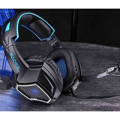  YANNI Yanni Sades SPIRITWOLF USB Version 7.1 Surround Sound Stereo Gaming Headset PC Computer Headphones Over Ear with Mic, Noise Reduction, Volume Control, LED For Gamers(White Black)