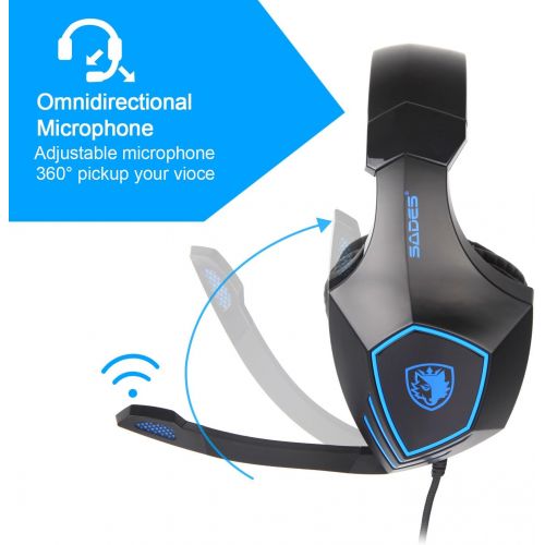  Sades SADES SA926T Newly Updated Gaming Headset Headphones for Xbox One PS4 PC Mac ipad Laptop Computer