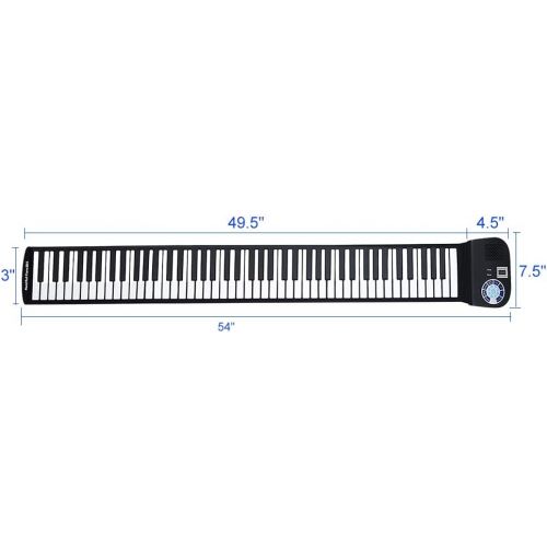  88 Keys Portable Keyboard Piano, Safeplus Electric Roll Up Flexible Silicone Piano Keyboard for Kids Beginners Adults Gift Support MP3 player Bluetooth function