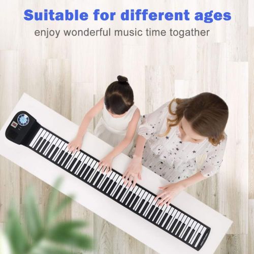  88 Keys Portable Keyboard Piano, Safeplus Electric Roll Up Flexible Silicone Piano Keyboard for Kids Beginners Adults Gift Support MP3 player Bluetooth function