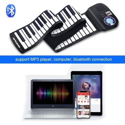  88 Keys Portable Keyboard Piano, Safeplus Electric Roll Up Flexible Silicone Piano Keyboard for Kids Beginners Adults Gift Support MP3 player Bluetooth function