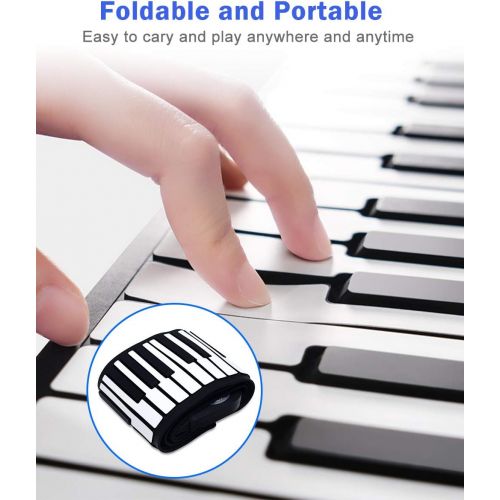  88 Keys Portable Keyboard Piano, Safeplus Electric Roll Up Flexible Silicone Piano Keyboard for Kids Beginners Adults Gift Support MP3 player Bluetooth function