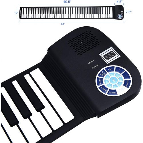  88 Keys Portable Keyboard Piano, Safeplus Electric Roll Up Flexible Silicone Piano Keyboard for Kids Beginners Adults Gift Support MP3 player Bluetooth function