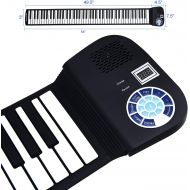 [아마존베스트]Portable Electric Roll Up 88 Keys Piano Keyboard，Safeplus Flexible Silicone Piano Keyboard for Kids Beginners Adults Gift Support MP3 player Bluetooth function (BLACK)
