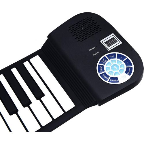  [아마존베스트]Portable Electric Roll Up 88 Keys Piano Keyboard，Safeplus Flexible Silicone Piano Keyboard for Kids Beginners Adults Gift Support MP3 player Bluetooth function (BLACK)