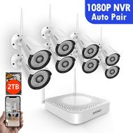 SAFEVANT Wireless Security Camera System, Safevant Wireless Camera System with 8PCS 960P Indoors&Outdoors Wireless Security Cameras,65ft Night Vision,2TB HDD Pre-Installed,Auto-Pair,Plug&Pl