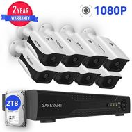 SAFEVANT Security Camera System,Safevant 8CH 5-in-1 DVR Home Security Camera System (2TB Hard Drive),8pcs 1080P Indoor&Outdoor Security Cameras with Night Vision -DIY Kit,App for Smartphone