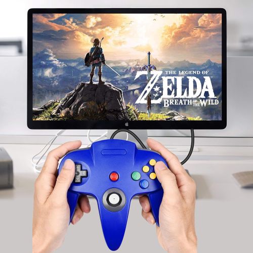  Classic N64 Controller, SAFFUN N64 Wired USB PC Game pad Joystick, N64 Bit USB Wired Game Stick Joy pad Controller for Windows PC MAC Linux Raspberry Pi 3 Sega Genesis Higan (Grey)