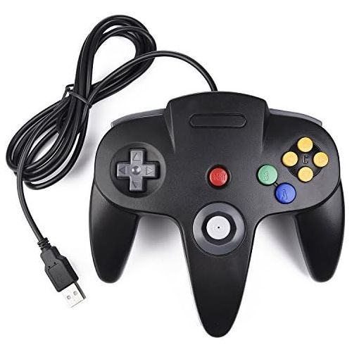  [아마존베스트]Classic N64 Controller, SAFFUN N64 Wired USB PC Game pad Joystick, N64 Bit USB Wired Game Stick Joy pad Controller for Windows PC MAC Linux Raspberry Pi 3 Genesis Higan (Black)