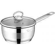 SAFINOX Safinox 1810 Stainless Steel Tri-Ply Thermo Capsulated Bottom 1.5-Quart Sauce Pan with Glass Lid, Induction Ready, Dishwasher Safe