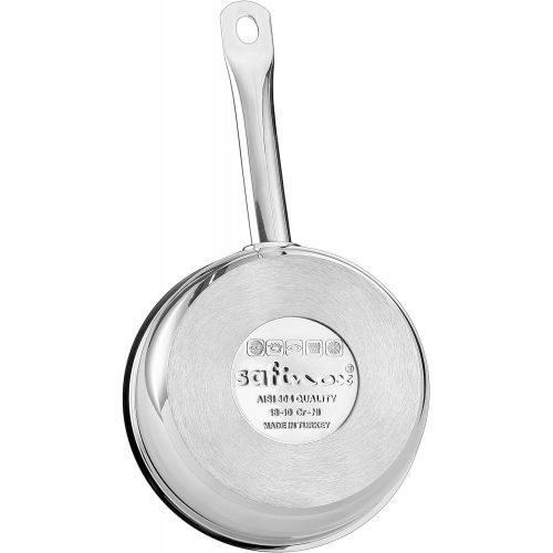  SAFINOX Safinox 1810 Stainless Steel Tri-Ply Thermo Capsulated Bottom 1.5-Quart Sauce Pan with Glass Lid, Induction Ready, Dishwasher Safe