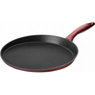 Titanium 11-Inch Crepe Pan, Forged Aluminum with 3-Layer Non-Stick PFOA Free Scratch-Resistant Coating from England, Dishwasher Safe (Red)
