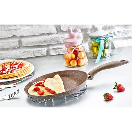  [아마존베스트]SAFLON Granite Crepe Pan Non-Stick Scratch-Resistant Forged Aluminum w/ QuanTanium Coating | Even Heating Cooking Dishware (9.5-Inch)