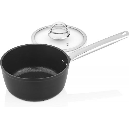  [아마존베스트]Saflon Titanium Pro Nonstick 1.5 Quart Sauce Pan with Glass Lid Forged Aluminum with PFOA Free Coating