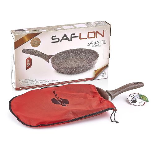  SAFLON Granite Frying Pan | Non-Stick | Scratch-Resistant Forged Aluminum w/ QuanTanium Coating | Even Heating Cooking Dishware | Includes Storage Bag (9.5-Inch)